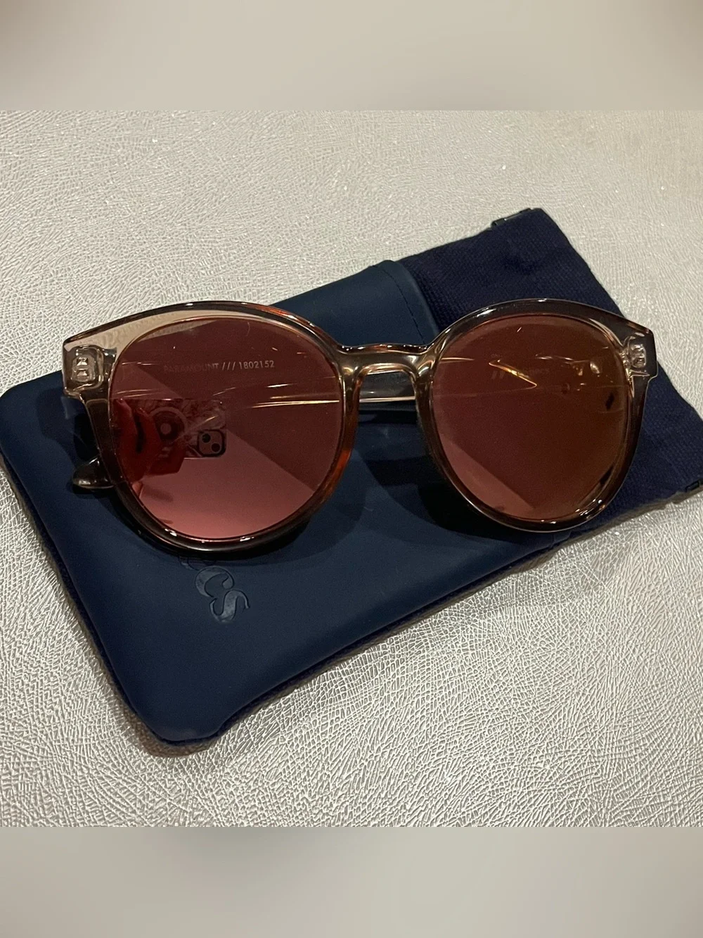 Le Specs Round Sunglasses with Pink Reflective Lenses and Translucent Pink Frame